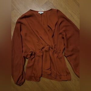 ANDREE BY UNIT Rust Wrap Blouse